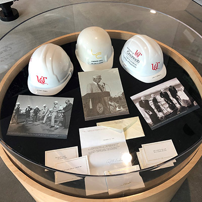 Lindner legacy items in display case