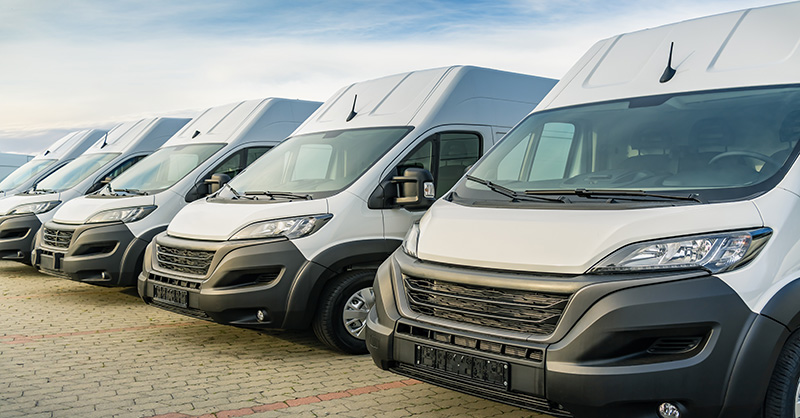 Fleet of Vans in a parking lot