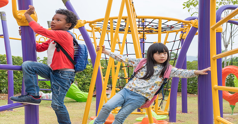 Kids playing on playground