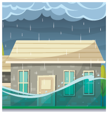 property damage from inland flooding illustration