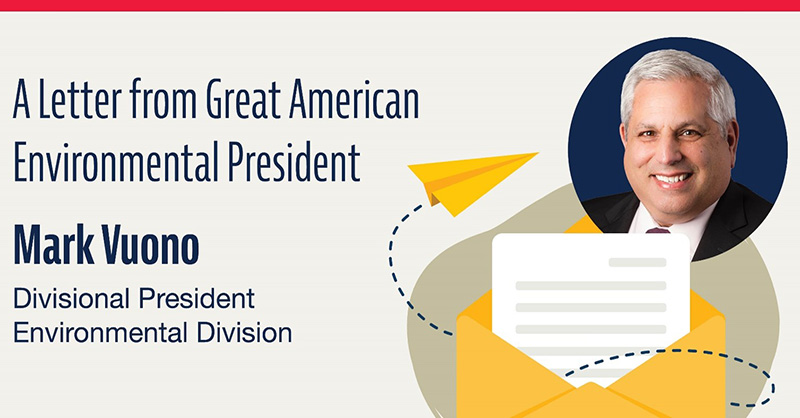A letter from Mark Vuono, the Great American Environmental President, graphic