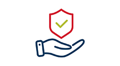 hand with shield checkmark icon