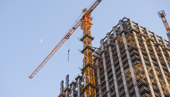 A crane and a building