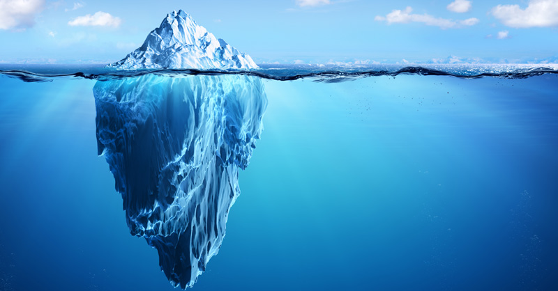 Floating iceberg in ocean